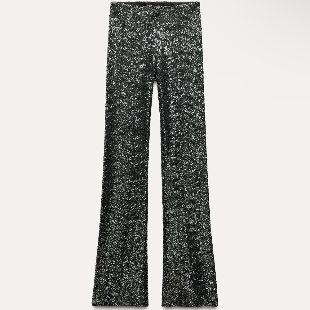 Zara Black Sequin Flare Pants